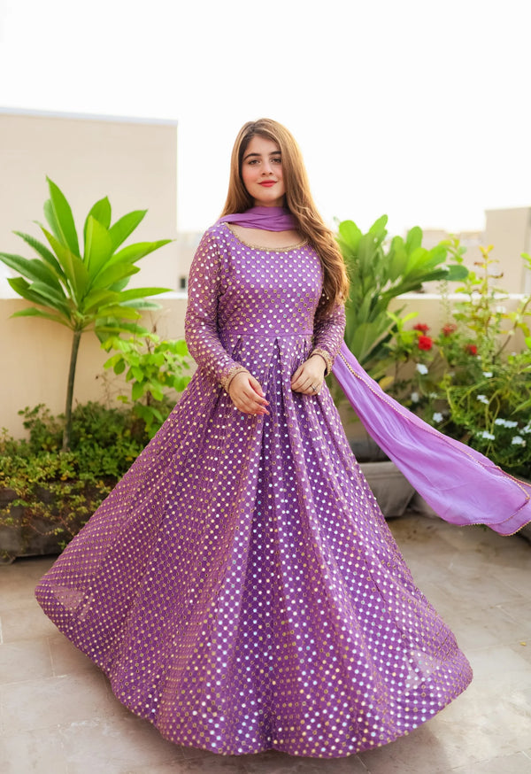 Atisa's Purple Coloured Suit Set