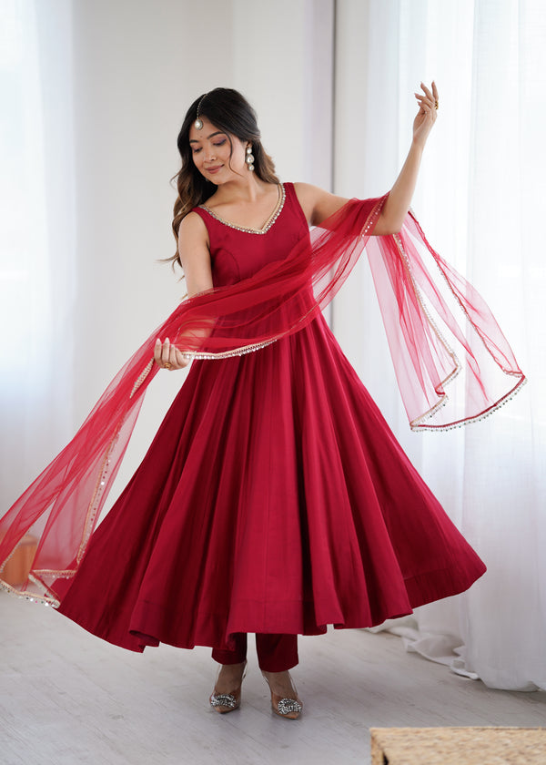 Niyara Maroon Color Anarkali Suit Set