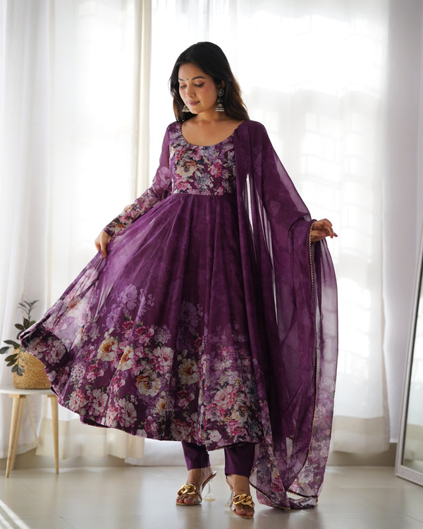 Premium Quality Silk Gown Anarkali Suit Set