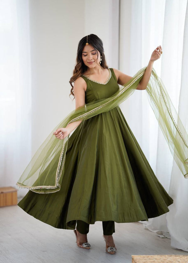 Kiyara Mahendi Color Anarkali Suit Set