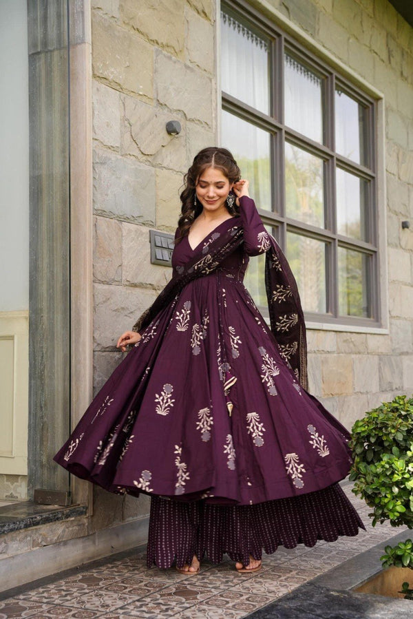 Etisha Pure Cotton Anarkali Suit Set