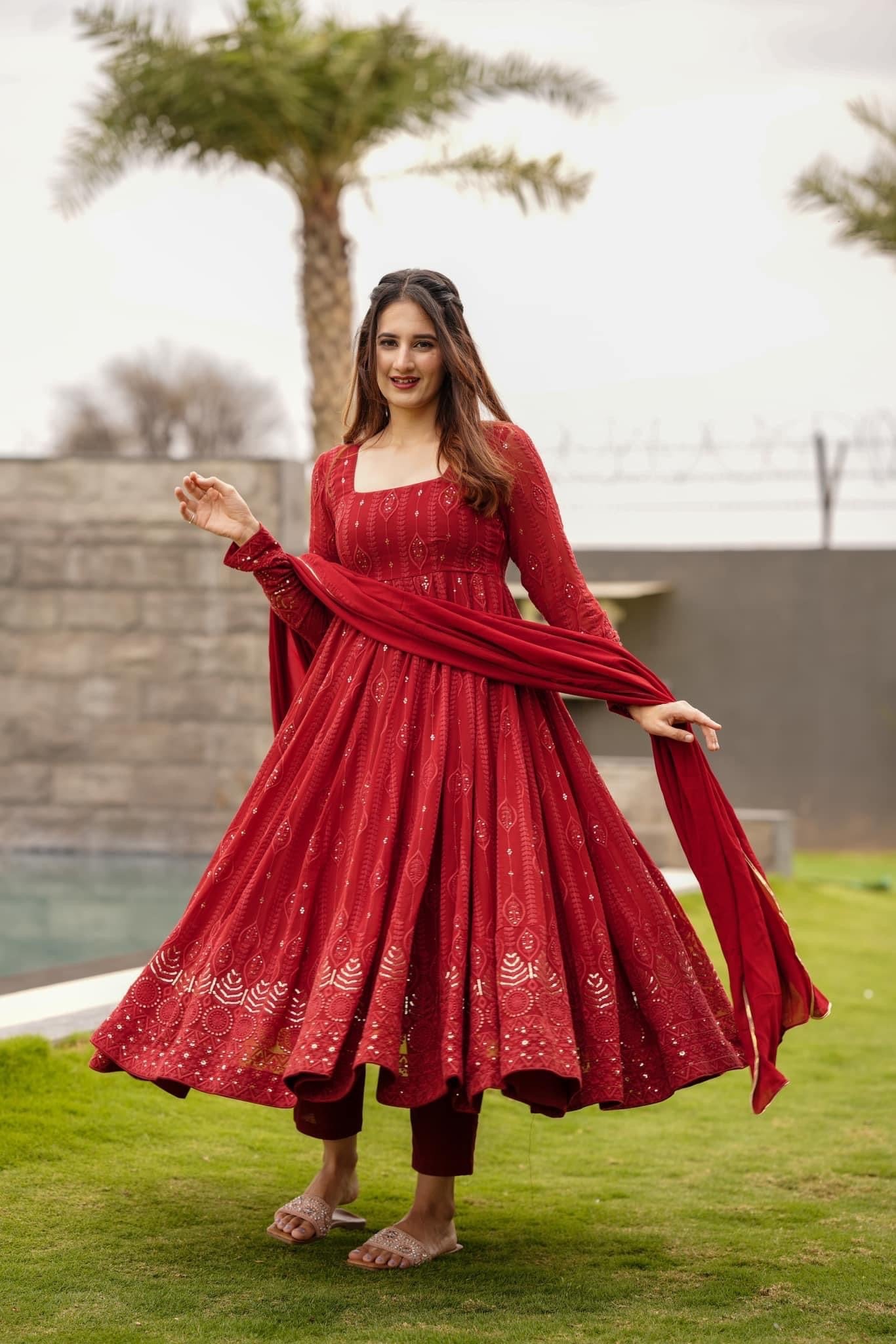 red dress suit Manyata Premium Quality Mehrooni Red Suit Set – Liksha Clothing
