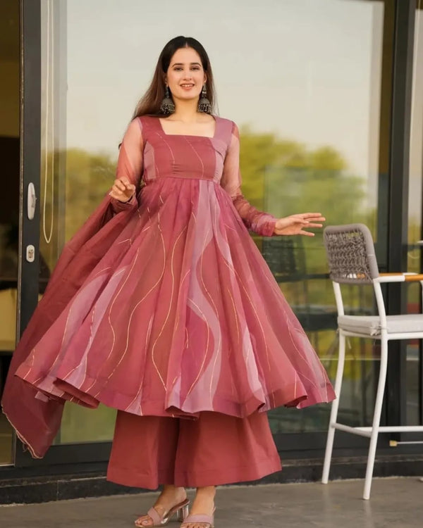 Salmon Premium Quality Anarkali Suit Set